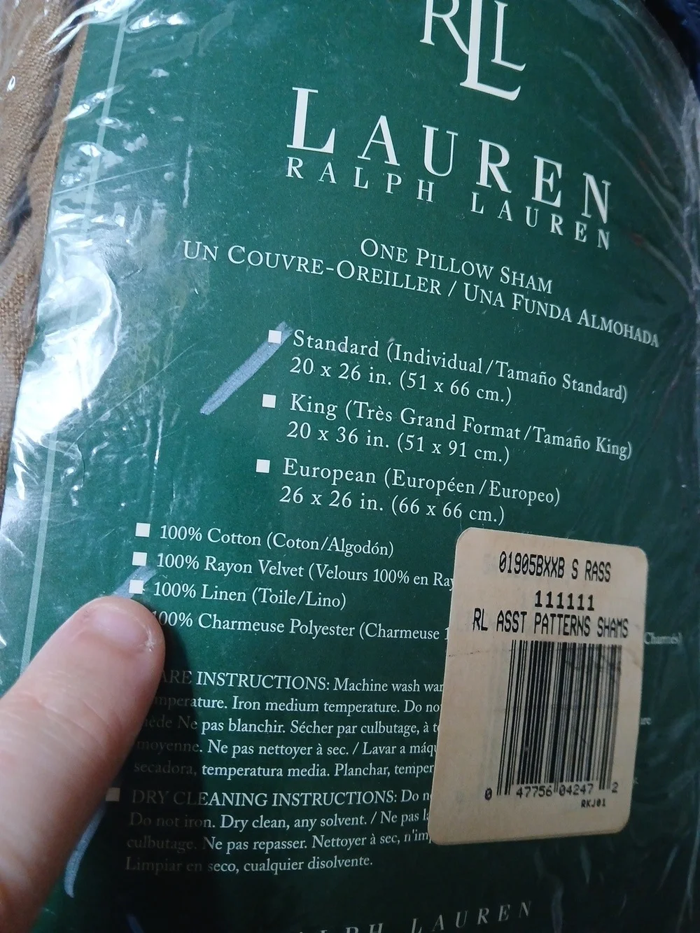 VTG Ralph Lauren 100% Linen Standard Sham Chocolate Brown Ruffled Edge